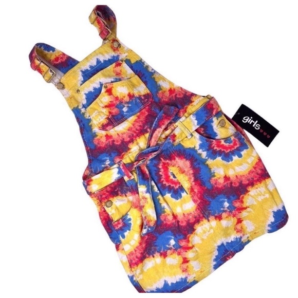 Girls' Vibrant Tie-Dye Overalls - Picture 2 of 12